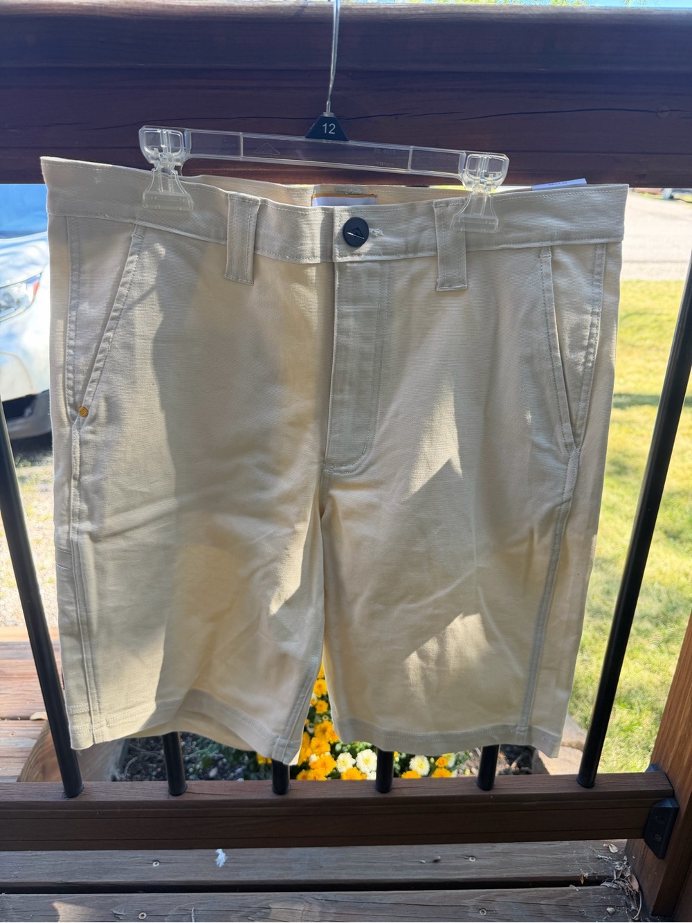 Caterpillar Men's Beige Flat-Front Casual Shorts